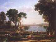 Claude Lorrain Landscape with Isaac and Rebecka brollop oil on canvas